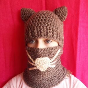 CONJUNTO GORRO Y CUELLO GATO CON HOCICO